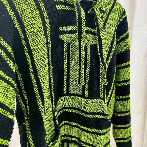 Earthbound Black Green Mexican Baja Hoodie - Picture 3 of 4